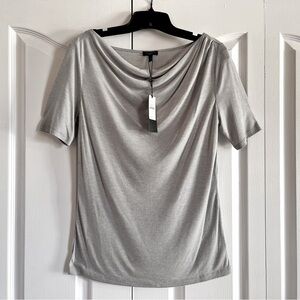 NWT Talbots gray beaded short sleeve cowl neck top shirt S